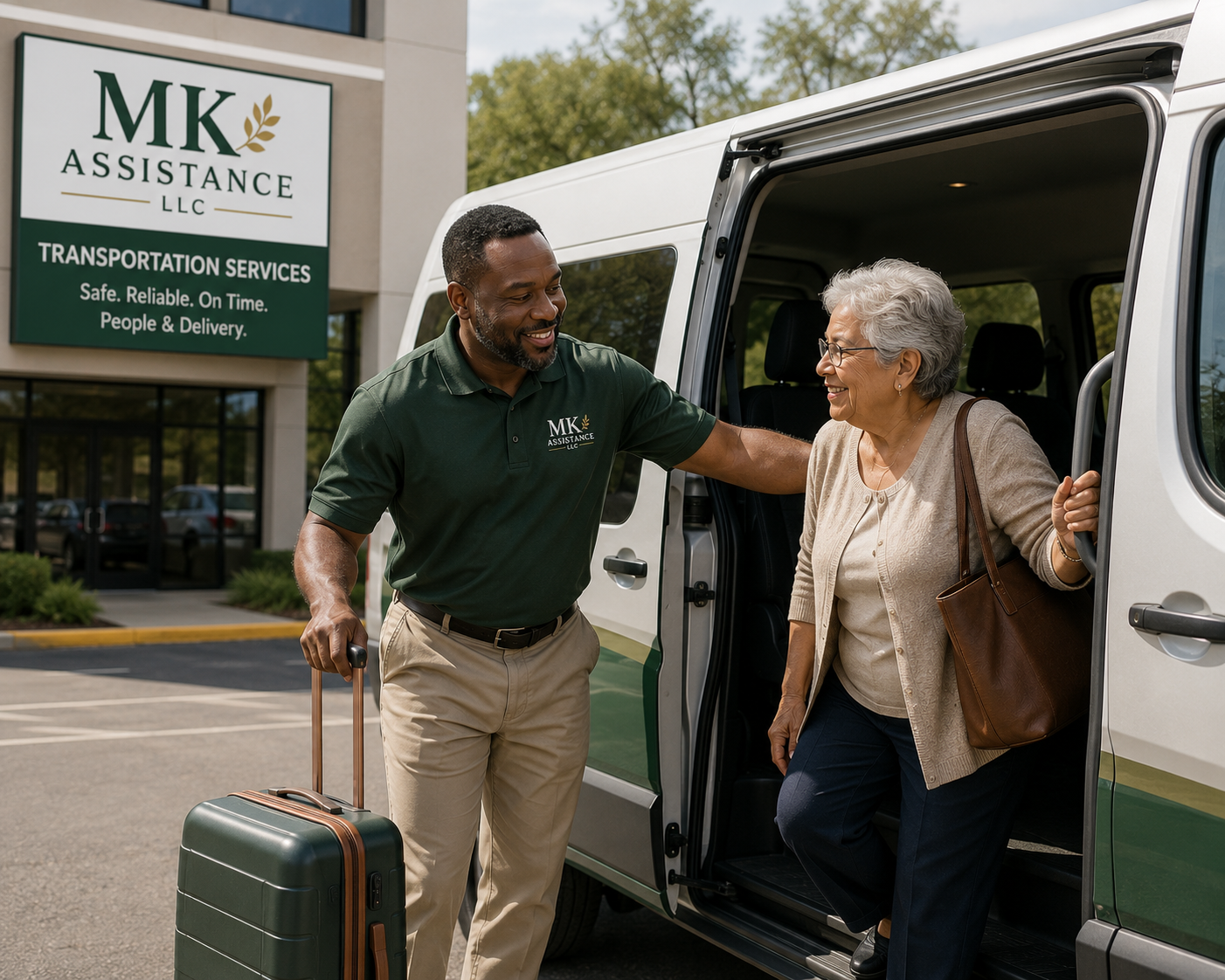MK Assistance driver helping a passenger with transportation.